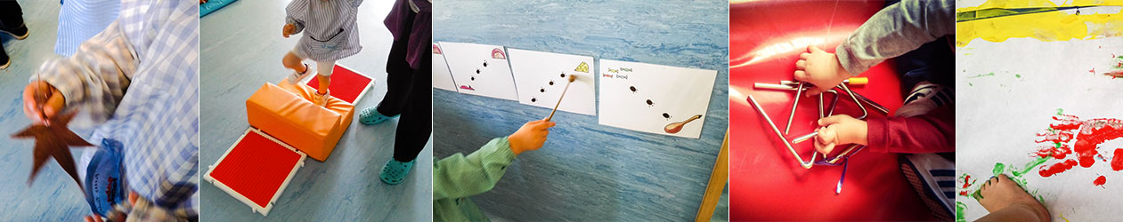 Kids painting and crafting with colorful materials
